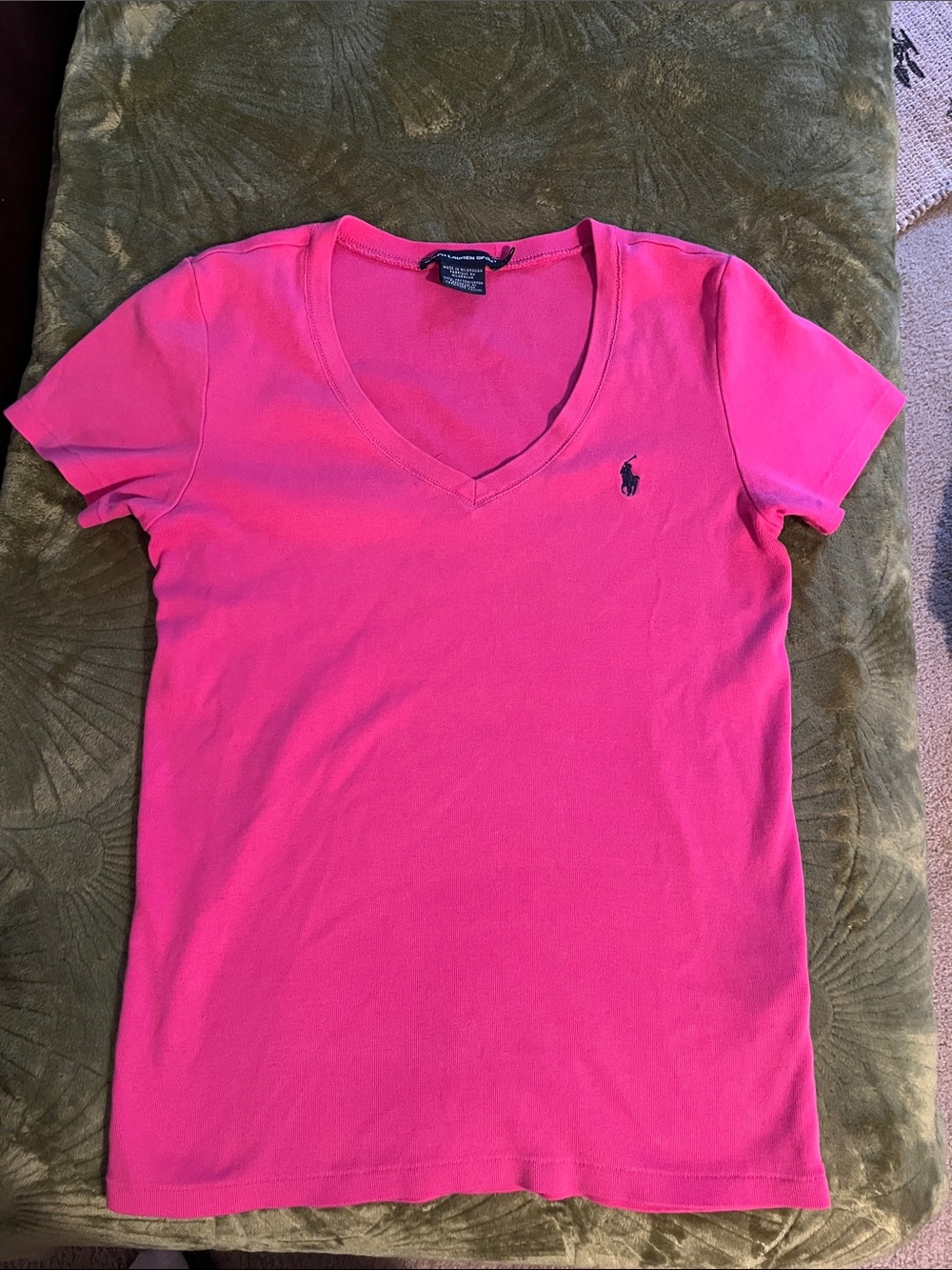 Ralph Lauren Hot Pink V-Neck Short Sleeve Tee